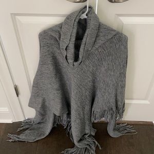 Grey sweater poncho